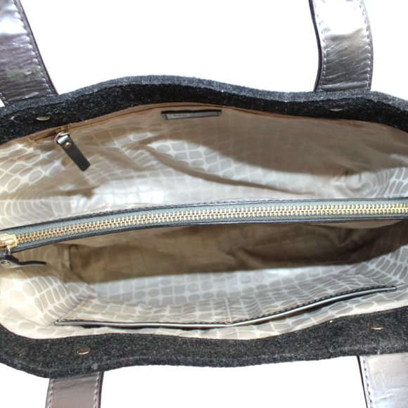 Kate Spade Quinn Frosted Felt Rhinestone Charcoal Shoulder Tote - Picture 7 of 10